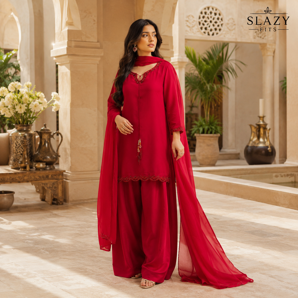 DESIGN CODE : Ruby Royale Farashi Set