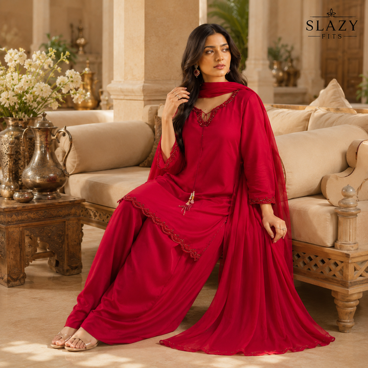 DESIGN CODE : Ruby Royale Farashi Set