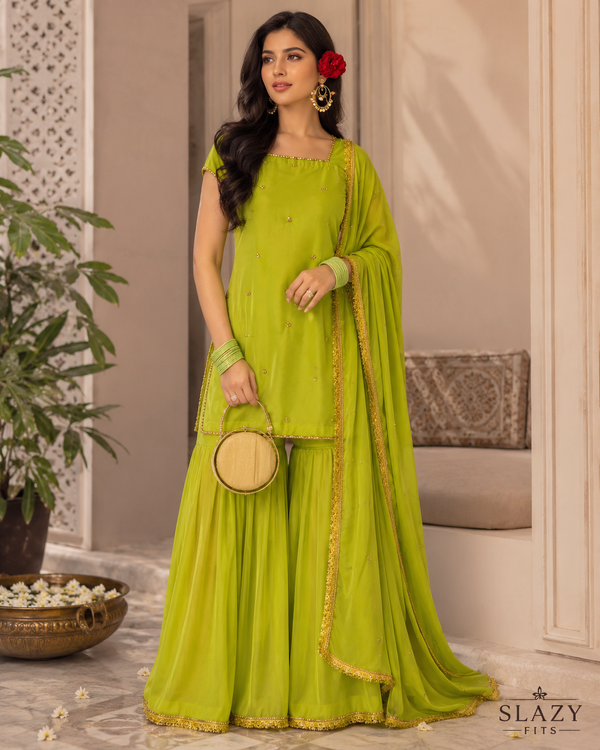Noor-e-Gul Silk Sharara Set