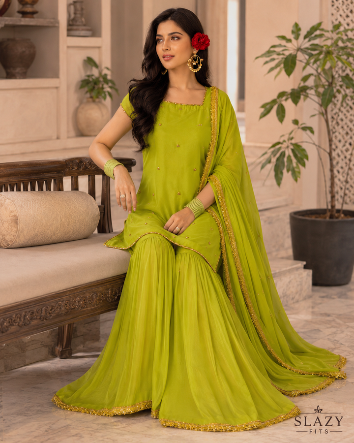 Noor-e-Gul Silk Sharara Set