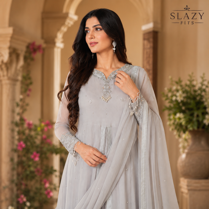 DESIGN CODE: Silver Noor Maxi Set