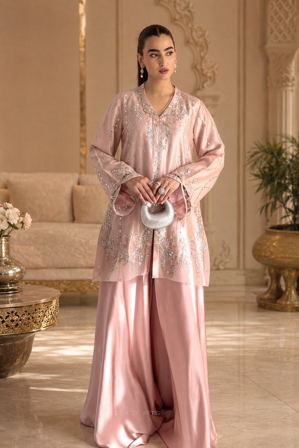 DESIGN CODE: Blush Mirelle Flared Set TASSEL SILK