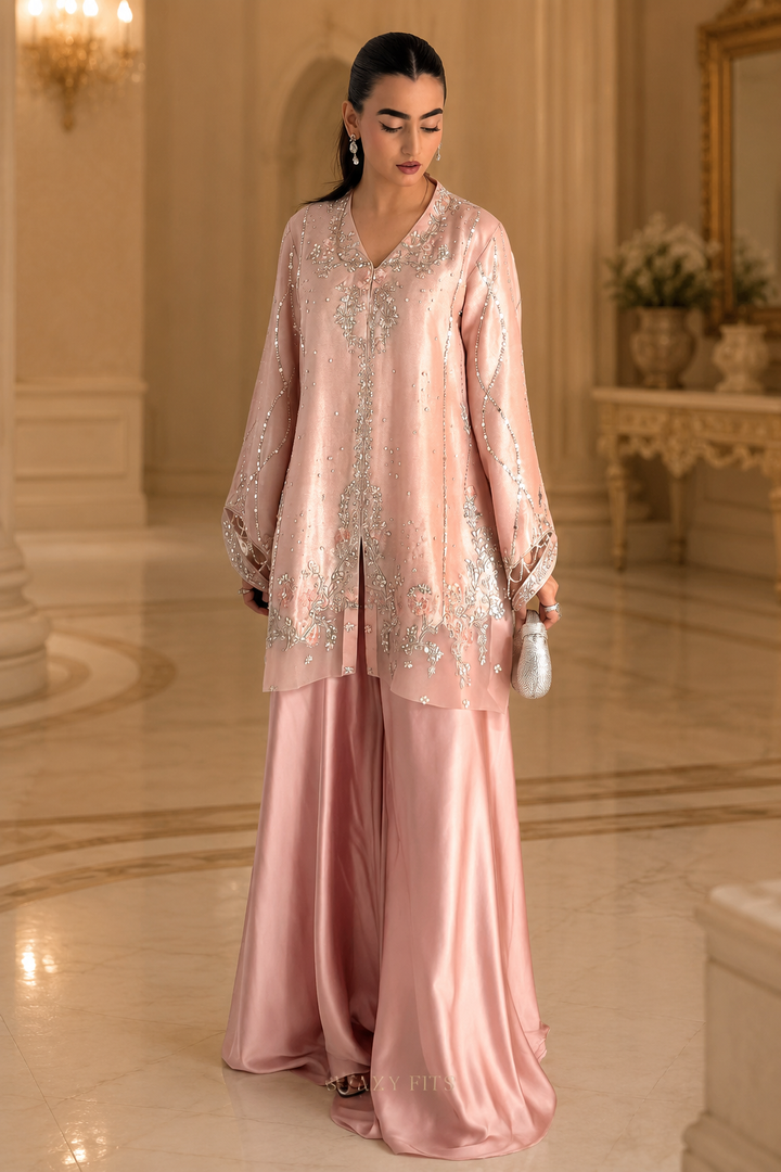 DESIGN CODE: Blush Mirelle Flared Set TASSEL SILK