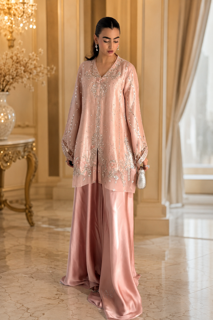 DESIGN CODE: Blush Mirelle Flared Set TASSEL SILK