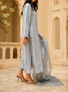 Silver Zi Dupatta Set